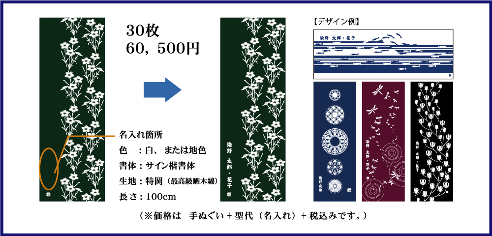 既成手ぬぐいの簡単名入れオーダー